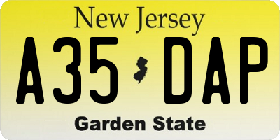 NJ license plate A35DAP
