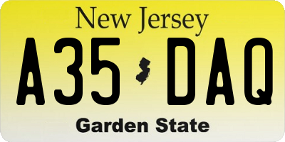 NJ license plate A35DAQ
