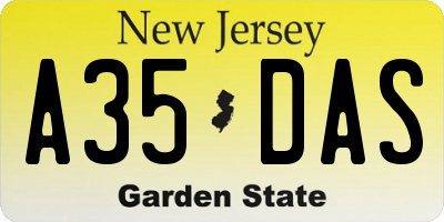 NJ license plate A35DAS