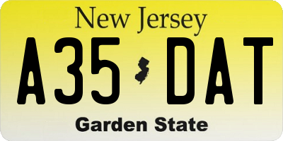 NJ license plate A35DAT