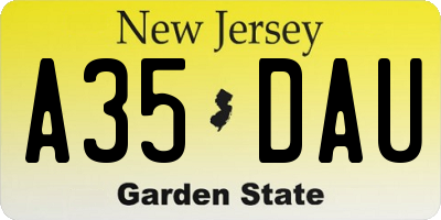 NJ license plate A35DAU