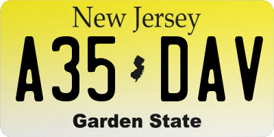 NJ license plate A35DAV