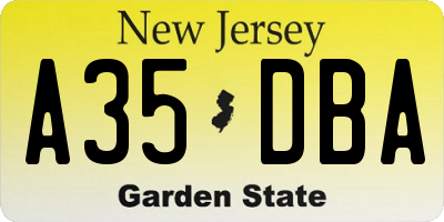 NJ license plate A35DBA