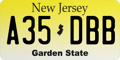 NJ license plate A35DBB