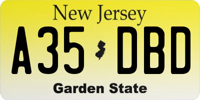 NJ license plate A35DBD