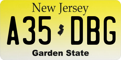 NJ license plate A35DBG