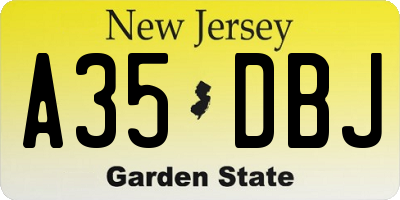 NJ license plate A35DBJ