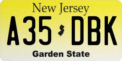 NJ license plate A35DBK