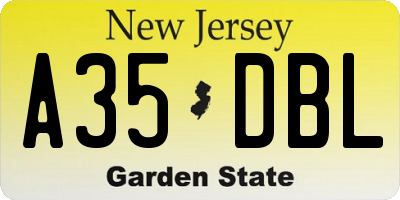 NJ license plate A35DBL
