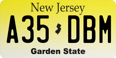 NJ license plate A35DBM