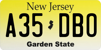 NJ license plate A35DBO
