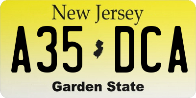 NJ license plate A35DCA