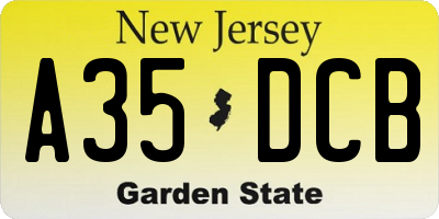 NJ license plate A35DCB