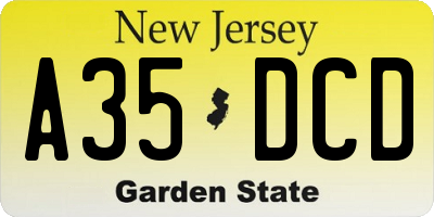 NJ license plate A35DCD