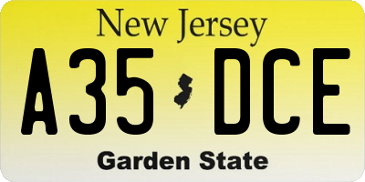 NJ license plate A35DCE