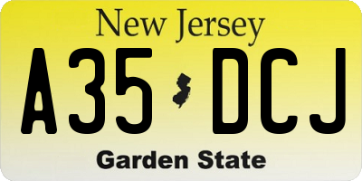 NJ license plate A35DCJ
