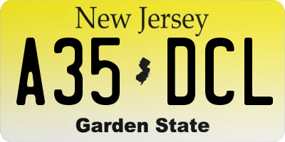 NJ license plate A35DCL