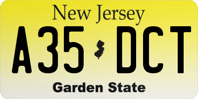 NJ license plate A35DCT