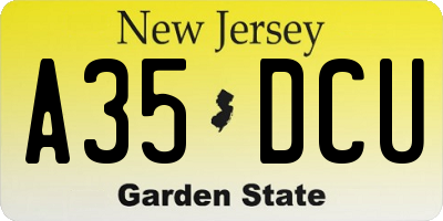 NJ license plate A35DCU