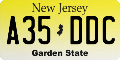 NJ license plate A35DDC