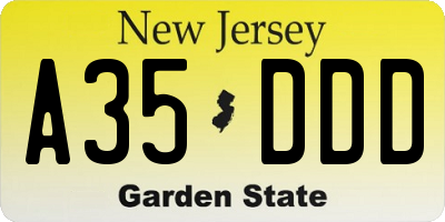 NJ license plate A35DDD