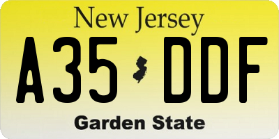 NJ license plate A35DDF