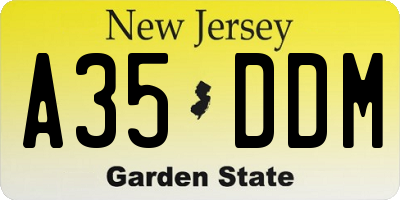 NJ license plate A35DDM