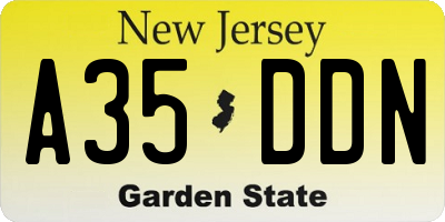 NJ license plate A35DDN