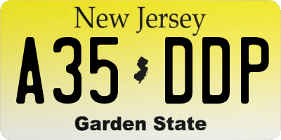 NJ license plate A35DDP