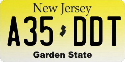 NJ license plate A35DDT