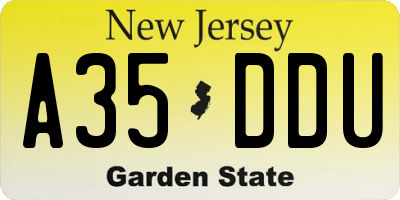 NJ license plate A35DDU