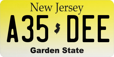 NJ license plate A35DEE