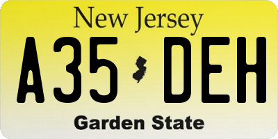 NJ license plate A35DEH
