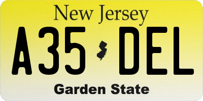 NJ license plate A35DEL
