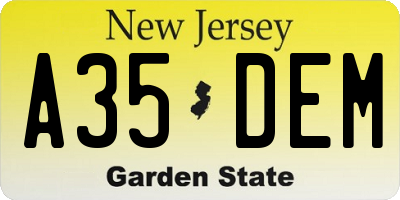 NJ license plate A35DEM