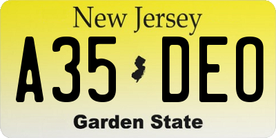 NJ license plate A35DEO