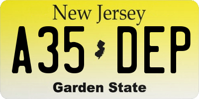 NJ license plate A35DEP