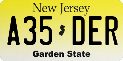 NJ license plate A35DER