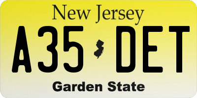 NJ license plate A35DET