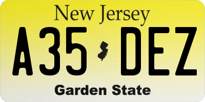 NJ license plate A35DEZ