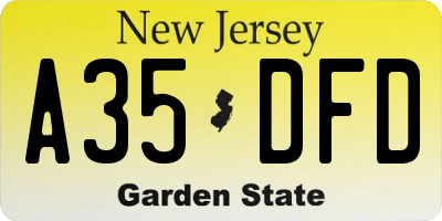 NJ license plate A35DFD