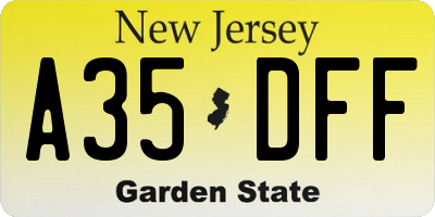 NJ license plate A35DFF