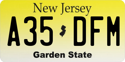 NJ license plate A35DFM