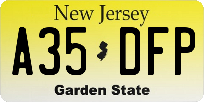 NJ license plate A35DFP