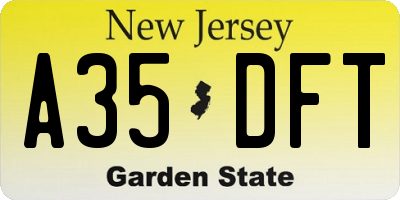 NJ license plate A35DFT