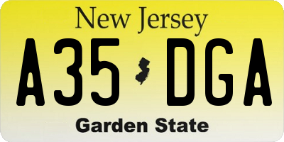 NJ license plate A35DGA