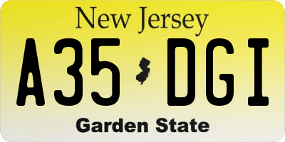 NJ license plate A35DGI