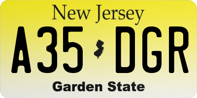 NJ license plate A35DGR