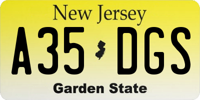NJ license plate A35DGS