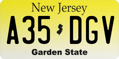 NJ license plate A35DGV